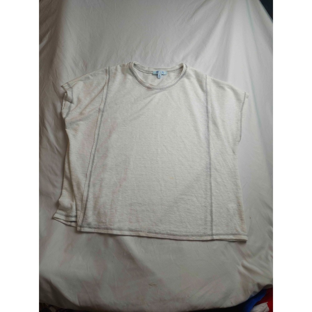 She + Sky Top Womens Large Ivory Slouchy Indie Sleaze Coastal Gorpcore Layering